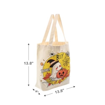 Sanchlor Large Canvas Halloween Tote Bag for Trick-or-Treating