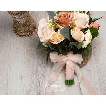 Ribbli Ivory Ribbon 1 Inch x 3 Rolls Total 24 Yards Ivory Handmade Fringe Chiffon Silk Ribbon for Wrapping Wedding Invitations Bridal Bouquets DIY Crafts Home Decor