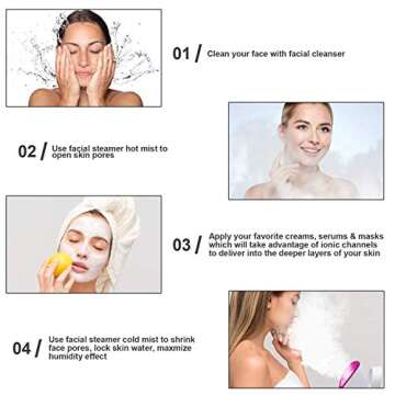 Facial Steamer Nano Ionic Face Steamer Skin Warm Mist Moisturizing Face Steamer Hot Mist Skin Moisturizing Opening Skin Pores Removing Blackhead Home SPA with Free 5 PCS Blackhead Extractor Kit