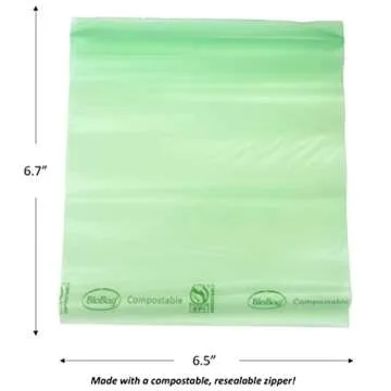 BioBag 100% Certified Compostable Resealable Sandwich Bags, 25 Count, Perfect for Lunches, Snacks, and On The Go Green