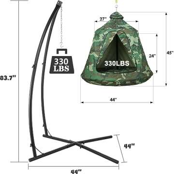 AthLike X-Shaped Hanging Tree Tent w/Swing Chair,Hammock Chair Stand Canopy w/Steel Frame,Indoor Out...