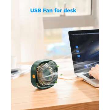 Compact USB Desk Fan with 3 Speed Settings for Home