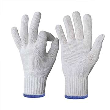 Evridwear 12 Pairs Cotton Polyester Work Gloves for Safety & Comfort