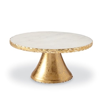 Mud Pie Marble Cake Stand with Gold Pedestal - 11 Inch