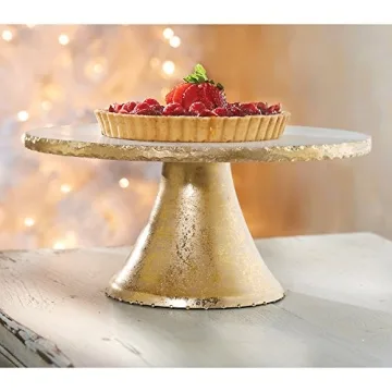 Mud Pie Marble Cake Stand with Gold Pedestal - 11 Inch