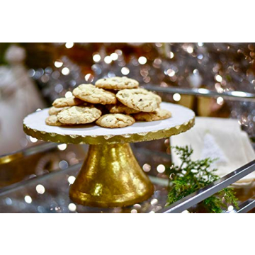 Mud Pie Marble Cake Stand with Gold Pedestal - 11 Inch