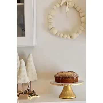 Mud Pie Marble Cake Stand with Gold Pedestal - 11 Inch