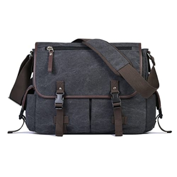 Vintage Canvas 15.6 inch Laptop Messenger Bag for Men Women, College Computer Satchel Shoulder Bag T...