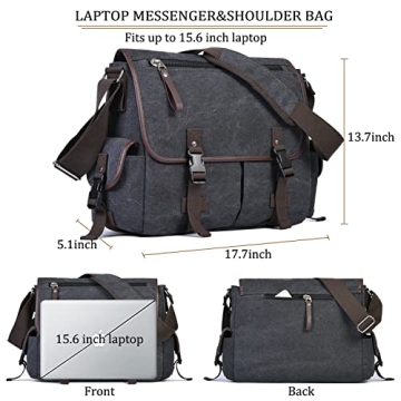 Vintage Canvas Laptop Messenger Bag - Stylish & Durable