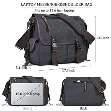 Vintage Canvas Laptop Messenger Bag - Stylish & Durable