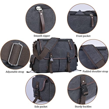 Vintage Canvas Laptop Messenger Bag - Stylish & Durable