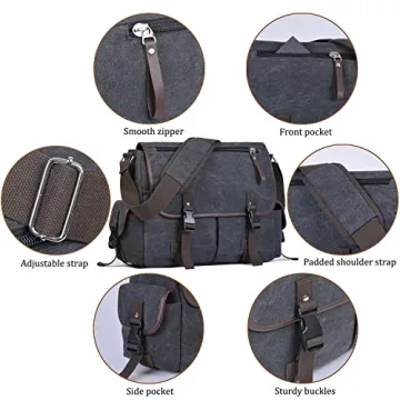 Vintage Canvas Laptop Messenger Bag - Stylish & Durable