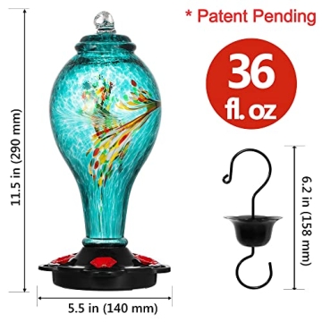 Stunning LUJII Hummingbird Feeder - 36 Ounce Capacity