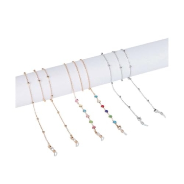 Sidelinx Glasses Chain (3 Pack) - Gold and Silver Eyeglass Chains - Glasses Strap for Women - Beaded...