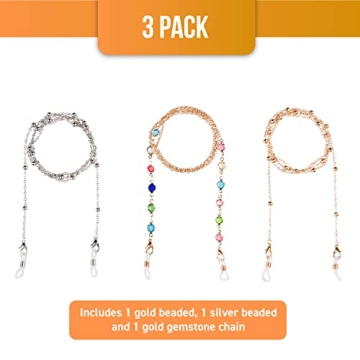 Sidelinx Glasses Chain 3 Pack - Stylish Eyewear Holder