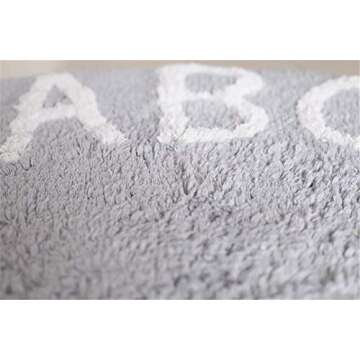 ABC Nursery Rugs Round Kids Rug Circle Alphabet Rug Kids Play Mat for Infants Boys Girls Soft Cotton Carpet Educational Area Rug 47inch (Gray)