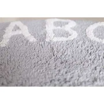 ABC Nursery Rugs Round Kids Rug Circle Alphabet Rug Kids Play Mat for Infants Boys Girls Soft Cotton Carpet Educational Area Rug 47inch (Gray)