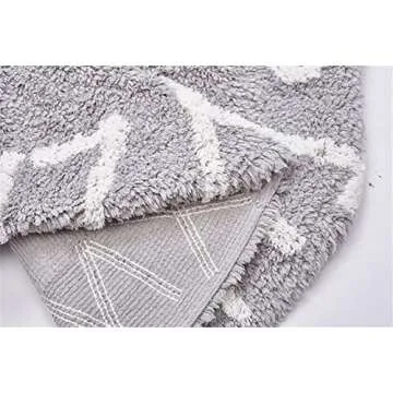 ABC Nursery Rugs Round Kids Rug Circle Alphabet Rug Kids Play Mat for Infants Boys Girls Soft Cotton Carpet Educational Area Rug 47inch (Gray)