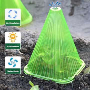 Fshow Garden Cloches, 20 Pack Reusable Plant Bell Cover for Sun, Frost, Snails Protection