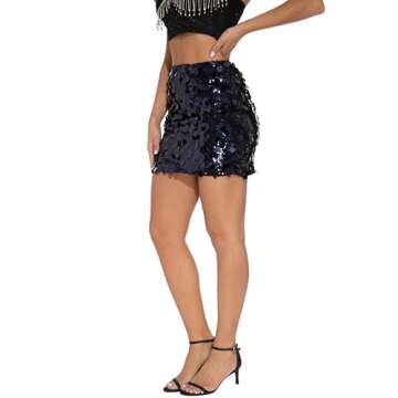 GUANYY Womens Sequin Mini Skirt for Parties and Nights Out