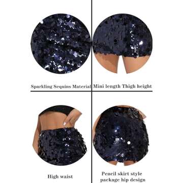 GUANYY Womens Sequin Mini Skirt for Parties and Nights Out