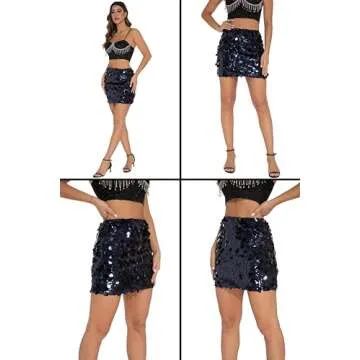 GUANYY Womens Sequin Mini Skirt for Parties and Nights Out