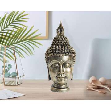 AMOIENSIS 11 Inch Buddha Head Statue for Peaceful Decor