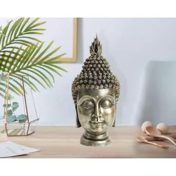 AMOIENSIS 11 Inch Buddha Head Statue for Peaceful Decor