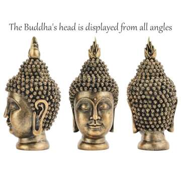 AMOIENSIS 11 Inch Buddha Head Statue for Peaceful Decor