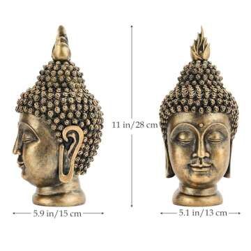 AMOIENSIS 11 Inch Buddha Head Statue for Peaceful Decor