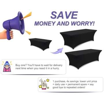 ABCCANOPY 6FT Black Spandex Table Cover for Events