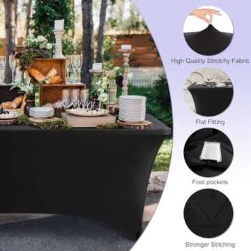 ABCCANOPY 6FT Black Spandex Table Cover for Events