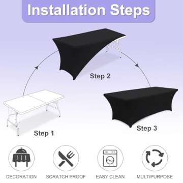 ABCCANOPY 6FT Black Spandex Table Cover for Events