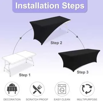 ABCCANOPY 6FT Black Spandex Table Cover for Events