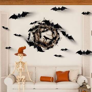 Antner Halloween Bat Wall Sticker 3D Bats Decorations PVC Bats for Halloween Party DIY Home Decor Pa...