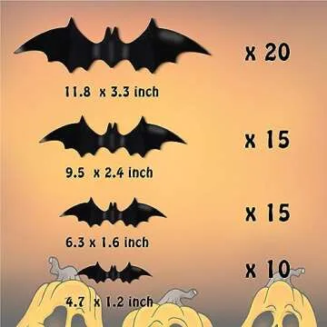 Antner Halloween Bat Wall Sticker 3D Bats Decorations PVC Bats for Halloween Party DIY Home Decor Party Supplies Wall Decal Window Decors, 60pcs