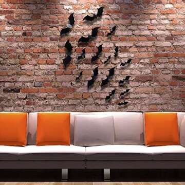 Antner Halloween Bat Wall Sticker 3D Bats Decorations PVC Bats for Halloween Party DIY Home Decor Party Supplies Wall Decal Window Decors, 60pcs