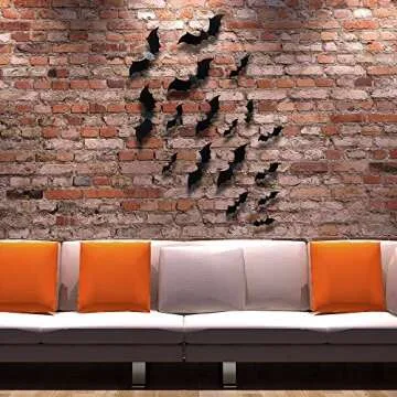 Antner Halloween Bat Wall Sticker 3D Bats Decorations PVC Bats for Halloween Party DIY Home Decor Party Supplies Wall Decal Window Decors, 60pcs