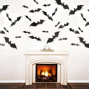 Antner Halloween Bat Wall Sticker 3D Bats Decorations PVC Bats for Halloween Party DIY Home Decor Party Supplies Wall Decal Window Decors, 60pcs