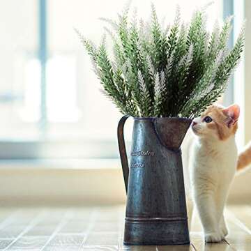 TYEERDEC Artificial Flowers 6 Bundles Lavender Bouquet for Wedding Home Office Decoration - White