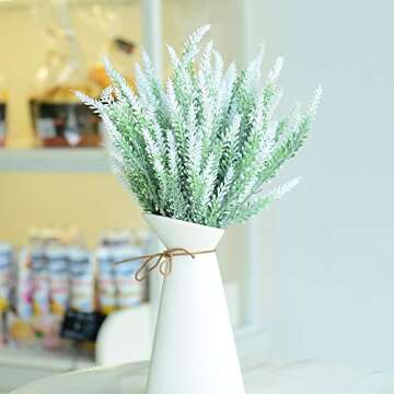 TYEERDEC Artificial Flowers 6 Bundles Lavender Bouquet for Wedding Home Office Decoration - White