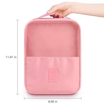 Travel Accessories,Mossio Water Resistant Portable Gym Golf Shoe Bag Light Pink