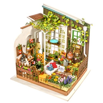 Hands Craft DIY Miniature Dollhouse Kit - Miller's Garden 3D Model Tiny House Building with LED Ligh...