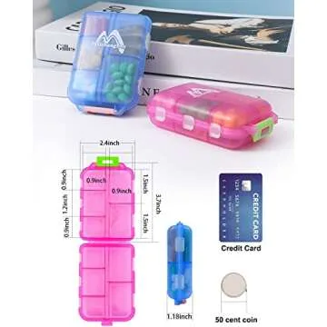Travel Pill Organizer 10 Compartments Portable Case