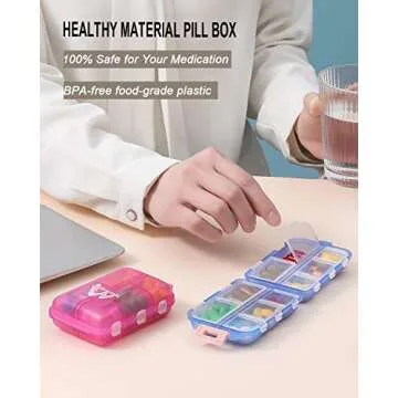 Travel Pill Organizer 10 Compartments Portable Case
