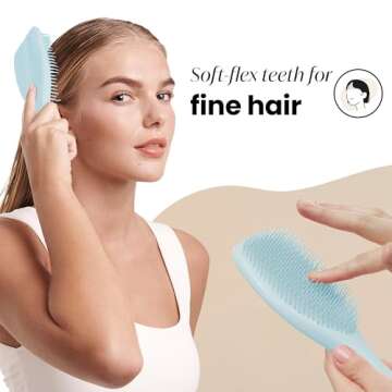 Tangle Teezer Ultimate Detangler Brush, Dry & Wet Hair Brush, Reduces Breakage for Color-Treated, Fine, & Fragile Hair Types, Large, Seafoam Blue