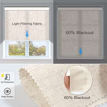 Tokblind Motorized Light Filtering Roller Shades with Remote Control, Smart Blinds for Windows Work with Alexa Google via Hub, Rechargeable Electric Window Shade Custom Width 22''-98''(Texture Beige)