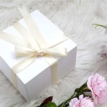 GEFTOL Gift Box 10 Pack 6 x 6 x 4 inches Fold Box Paper Gift Box Bridesmaids Proposal Box for Bridal Birthday Party Christmas（White）