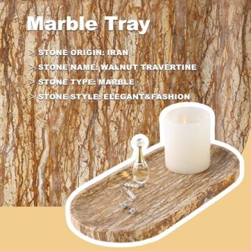 Koville Turkish Natural Marble Tray - Elegant 12"x6" Organizer