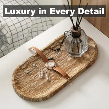 Koville Turkish Natural Marble Tray - Elegant 12"x6" Organizer